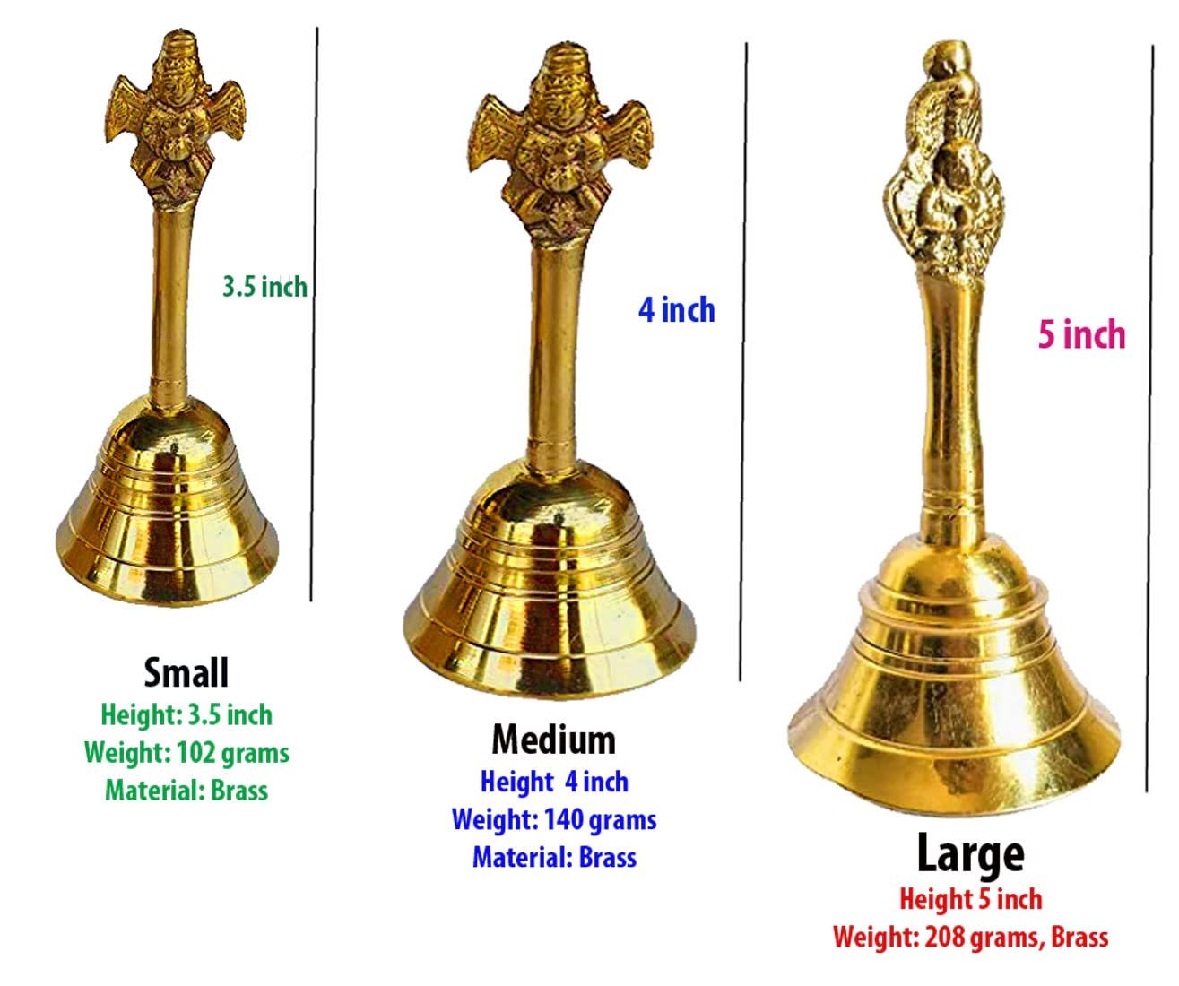 Tia Crafts Garuda Sheshanag Brass Pooja Ghanti Pooja, Religious Item, Brass Bell Pooja Bell (Medium)