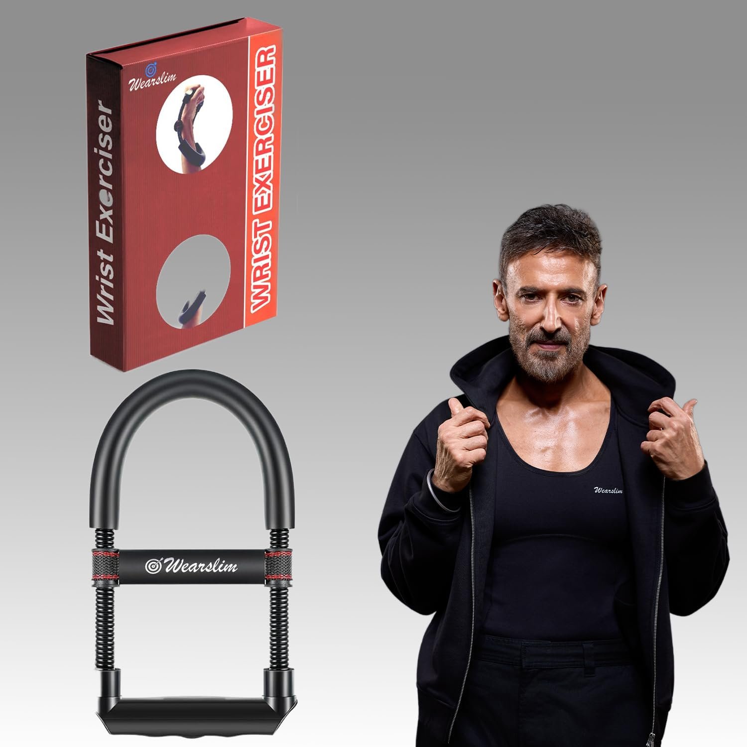 Wearslim® Professional Advanced Adjustable Forearm Strengthener Wrist Exerciser Equipment for Upper Arm Workout and Strength Training, Forearm Muscle Strength Training Fitness Equipment-Black