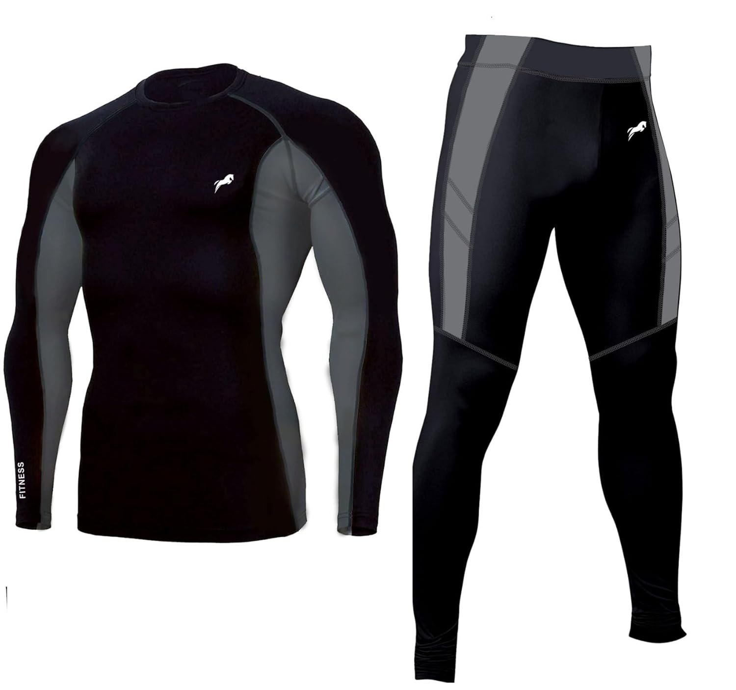 JUST RIDER Polyester Spandex Men’s Sports Running Set Compression Shirt + Pants Skin-Tight Long Sleeves Quick Dry Fitness Tracksuit Gym Yoga Suits
