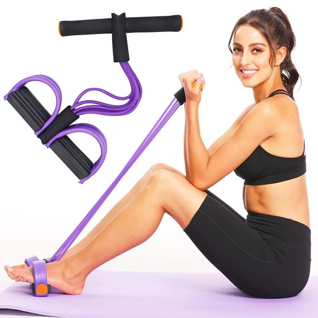 Proberos® 6-Tube Natural Latex Tension Rope, Elastic Yoga Pedal Puller Resistance Band for Full Body Workout, Fitness Equipment for Abdomen/Waist/Leg/Arm Slimming, Lightweight & Portable