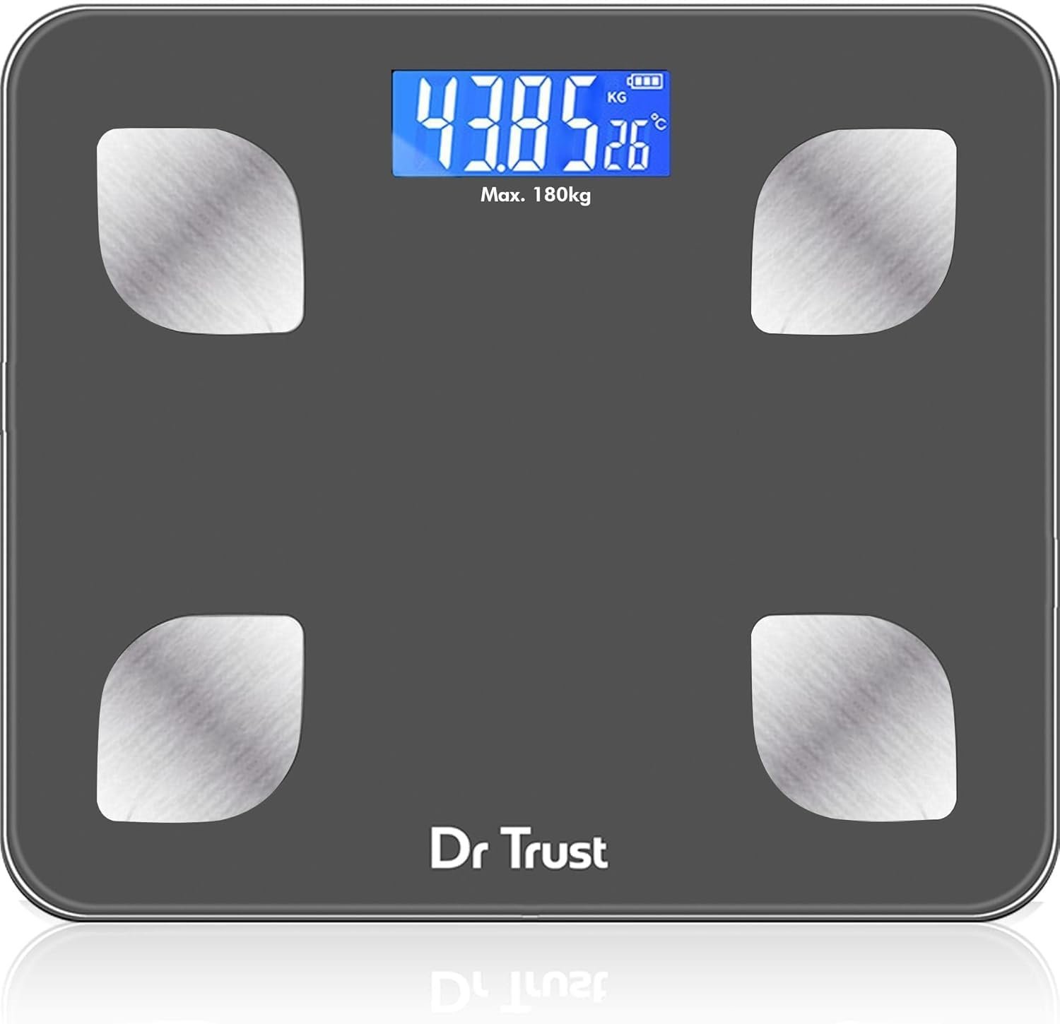 Dr Trust (USA) Rechargeable Bluetooth Digital Smart Fitness Body Fat Composition Analyzer BMI Weight Machine For Human USB Electronic Weighing Scale- 505 (Gray)