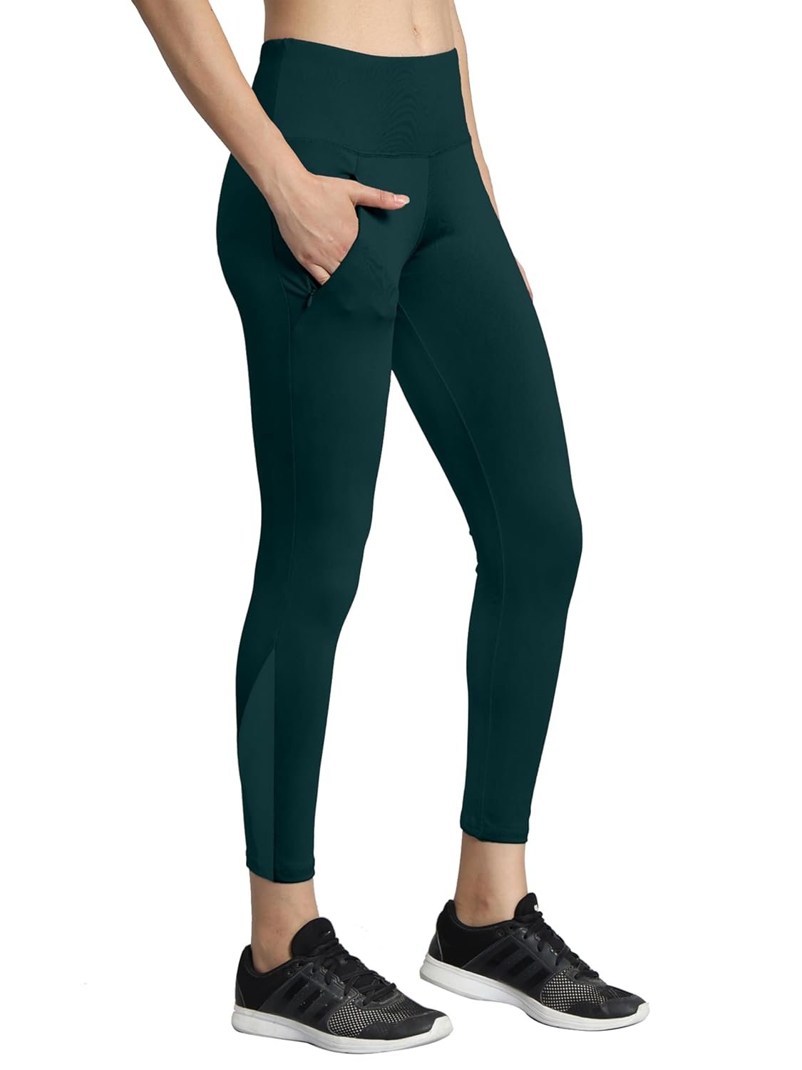 Mehrang Gym wear Mesh Legging Workout Pants with Side Pockets/Stretchable Tights/Highwaist Sports Fitness Yoga Track Pants for Women & Girls