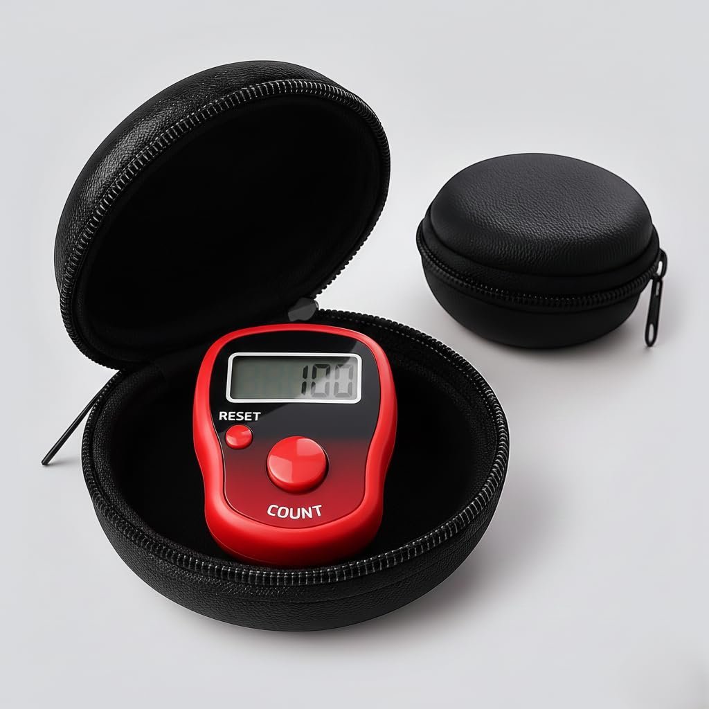 skysia Hand Tally Ring Counter – 5-Digit Digital Finger Counter for Japa, Mantra, Cricket Umpire, Head Count, Exercise | Portable Electronic Tally Clicker (Color May Vary) (Pack of 1, with Case)