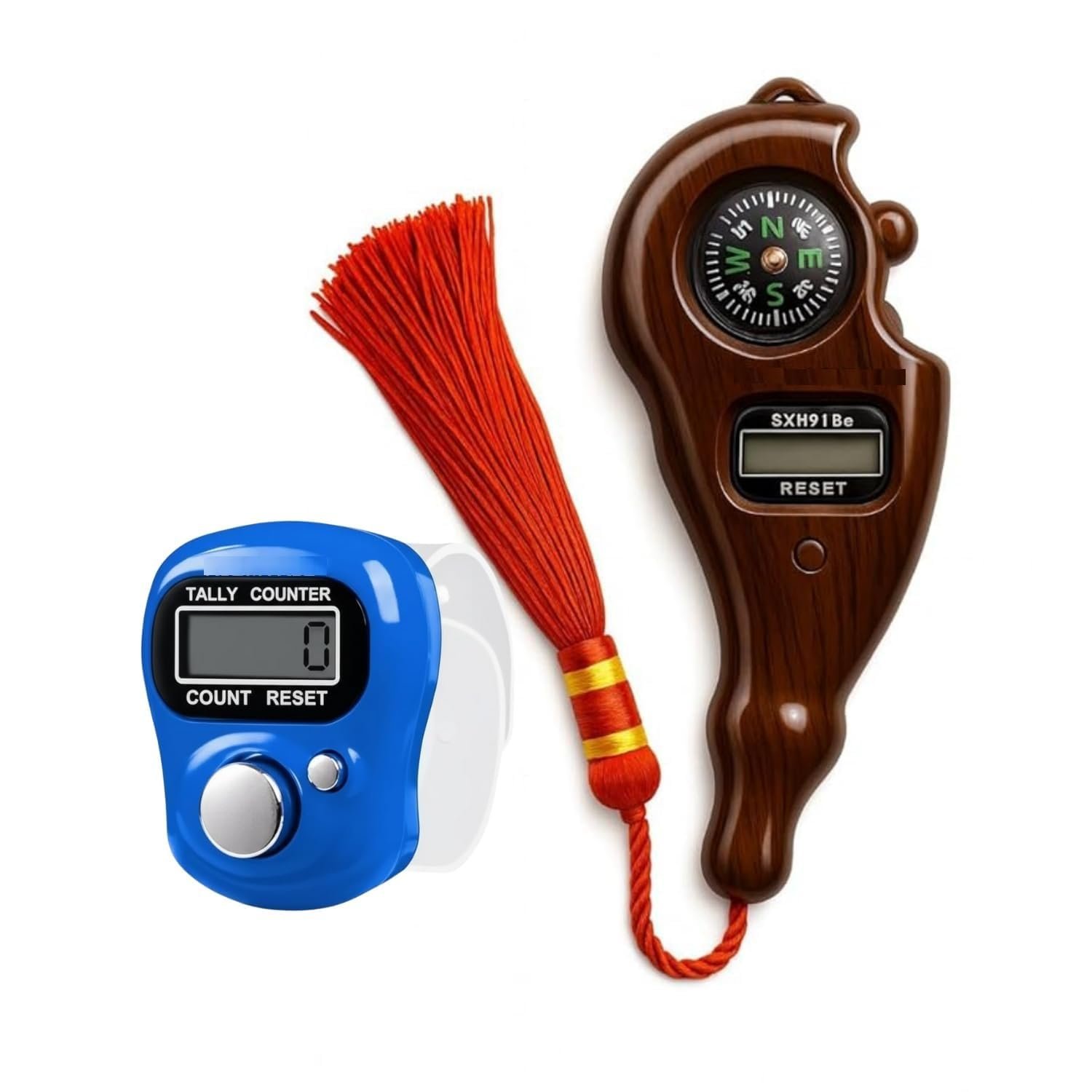 Mantra Jaap Digital Tally Counter with Compass | Finger Ring Jap Mala Counter | Mini Handheld Digital Jaap Counting Machine | Multicolor | Combo Set-1 | Jaap Counter-Combo