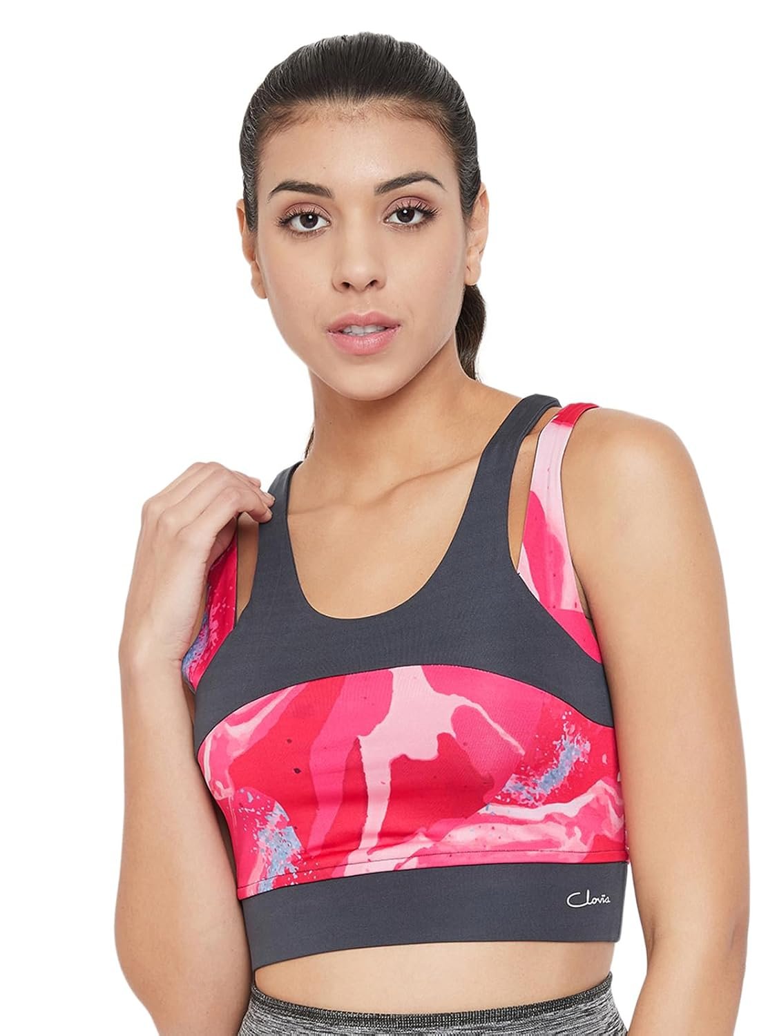 Clovia Women’s Padded Wirefree Medium Impact Full Cup Sports Bra