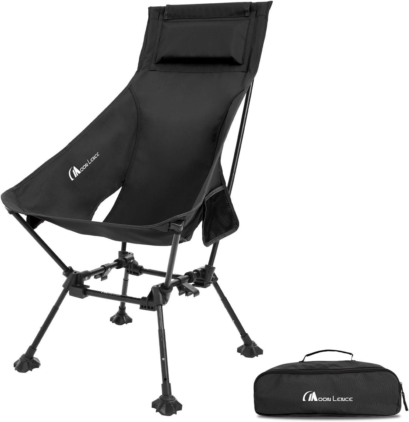 MOON LENCE High Back Folding Camping Chairs, Height-Adjustable, Widened Seat, for Beach with Anti-Sinking Feet