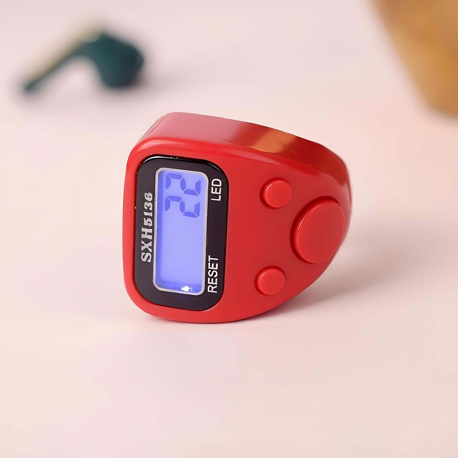 Red Mini Hand Tally Counter Finger Ring Digital Electronic Head Count,Japa Counter Counting Machine for Mantra Jap and Cricket Umpire and Various Counting Purpose Small(Pack of 1) (506 Led- Red)