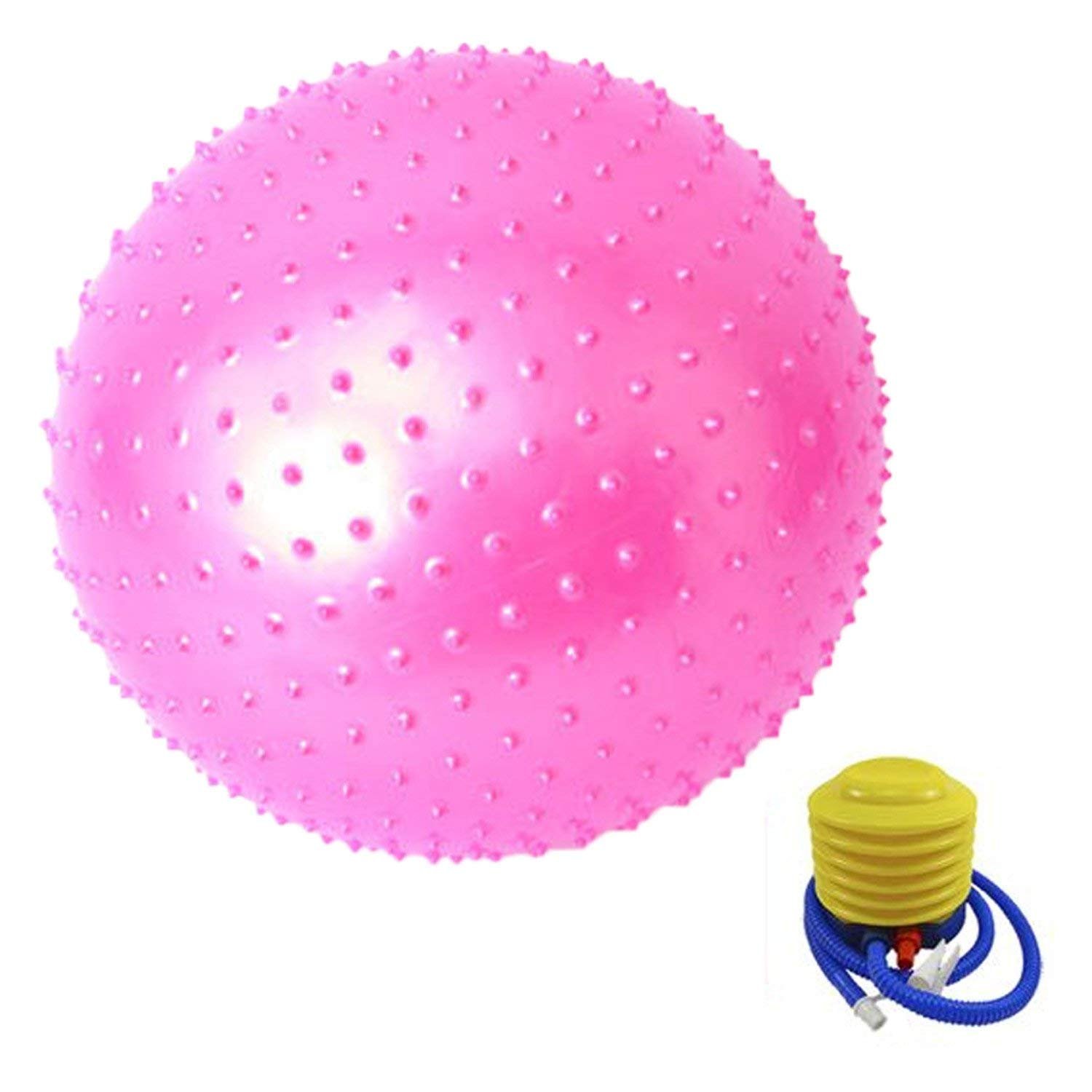 IRIS Fitness 75 cm Anti Burst Slip Resistant Yoga Exercise Balls Gym Fitness Point Massage Balance Ball with Foot Pump (Pink)