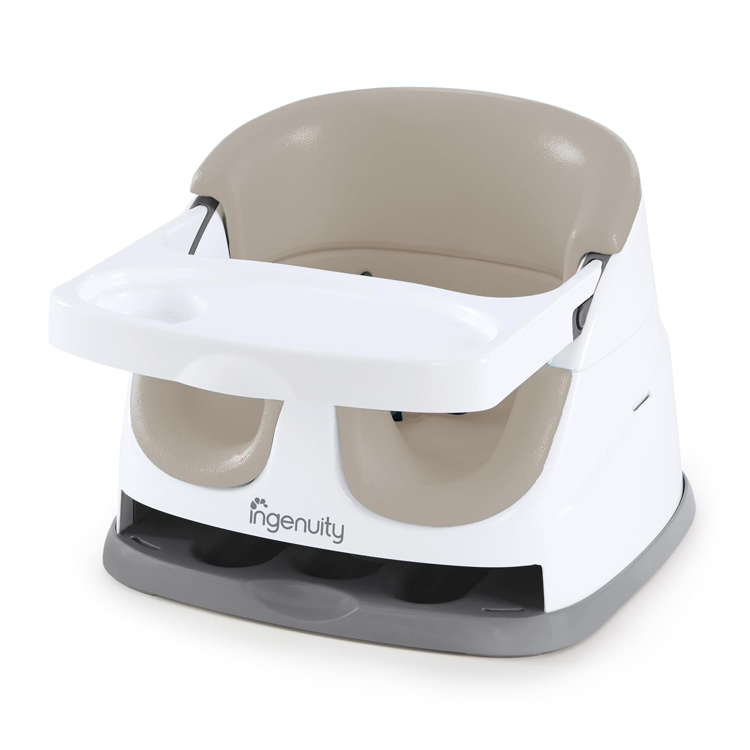 Ingenuity Baby Base 2-in-1 Booster Feeding and Floor Seat with Self-Storing Tray – Cashmere