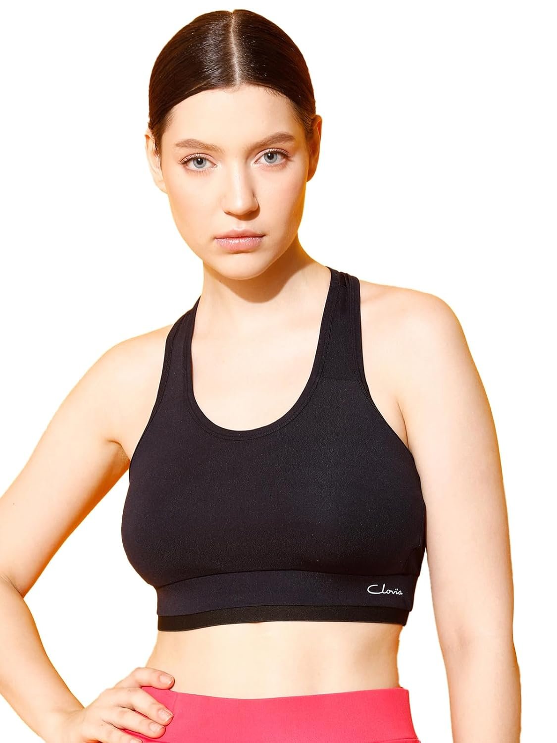 Clovia Women’s Polyester Medium Impact Non-Padded Wirefree Full Cup Sports Bra