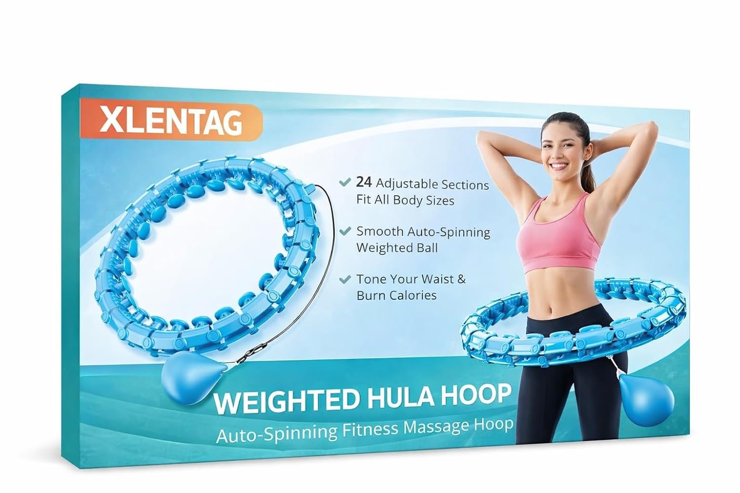 Weighted Hula Hoop with Adjustable Knots | 2-in-1 Smart Fitness & Massage Hoop for Adults & Kids | Auto-Spinning Ball for Waist Slimming & Core Toning