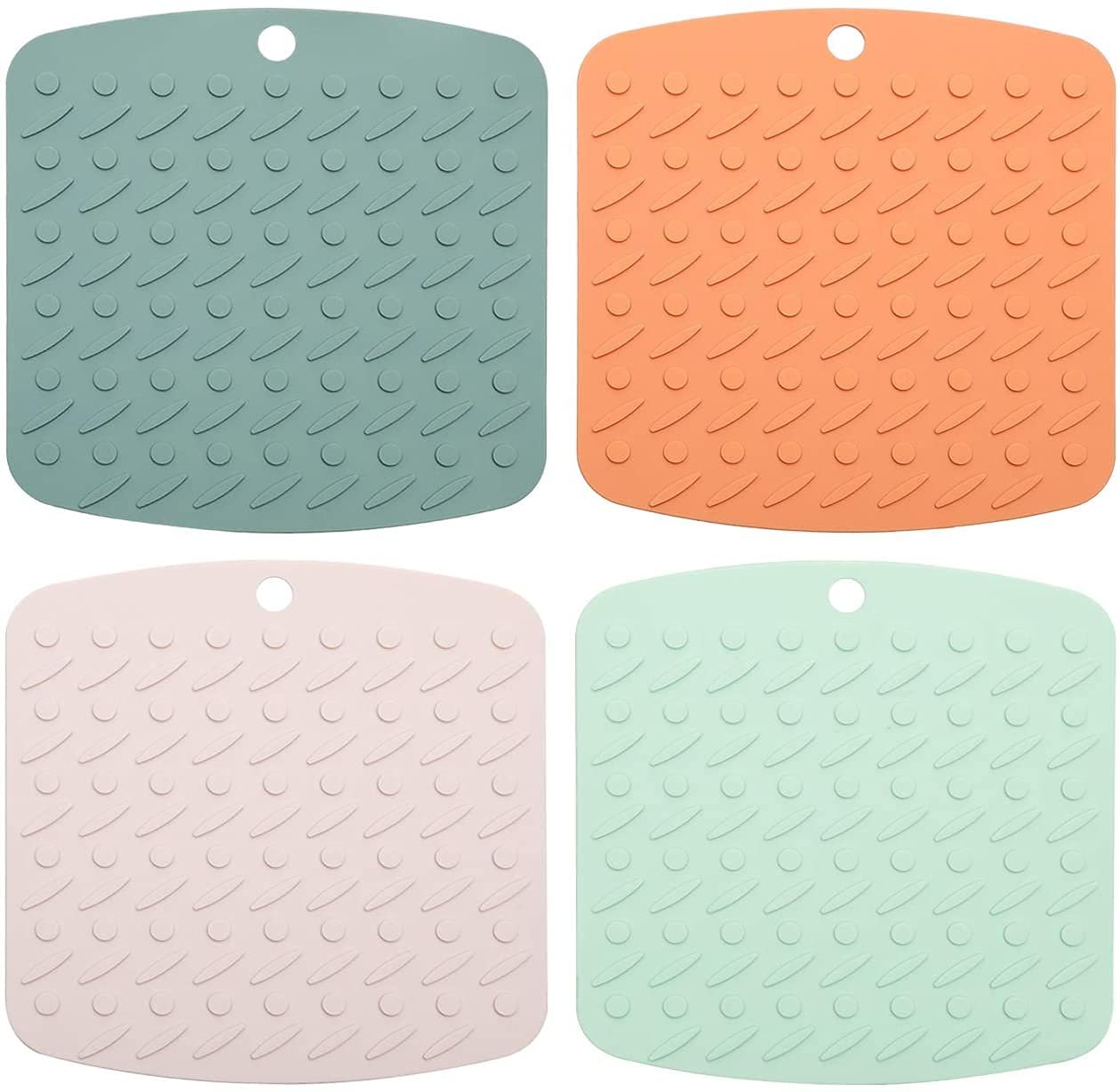 Baskety Silicone Trivet Pot Mat Countertop Trivets & Hot Pads, Multipurpose Silicone Placemats, Spoon Holder (Multicolor, Pack of 4)
