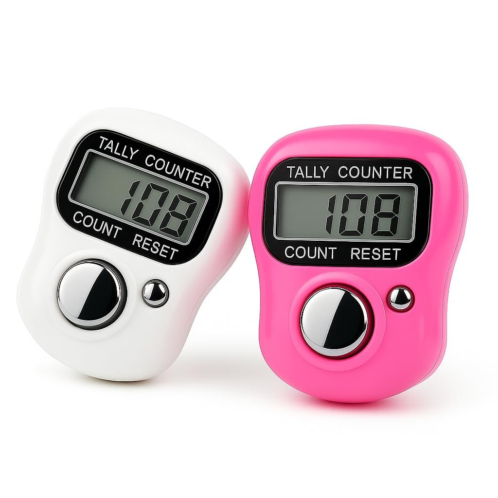 5-Digit Naam jap Counter Finger Clicker Ring Electronic Digital Counting Machine for Cricket Umpire and Various Counting Purpose (2Qty, Multicolor,Plastic)