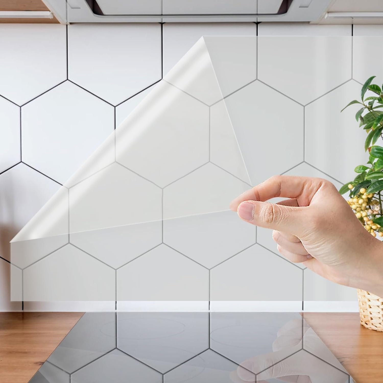 SUNBIRD Transparent Plastic Roll Vinyl Kitchen Counter Coating, Self Adhesive, Clear Contact Paper Clear Book Cover Film, for Splash Guard for Kitchen, Tile Protector, (60cm x 152m, Frosted Sticker)