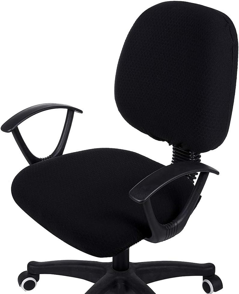 Smiry Stretch Jacquard Office Computer Chair Covers, Removable Washable Universal Desk Rotating Chair Slipcovers Protector, Seat + Backrest Cover, Black