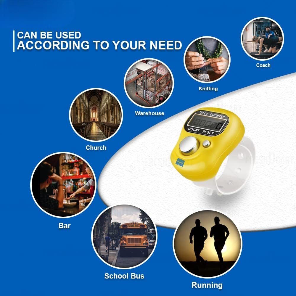 Portable Digital Finger Tally Counter | Adjustable Strap Electronic Clicker for Naam Jap Prayer, Mantra Chanting & Daily Counting | Compact Handheld Resettable Display Device