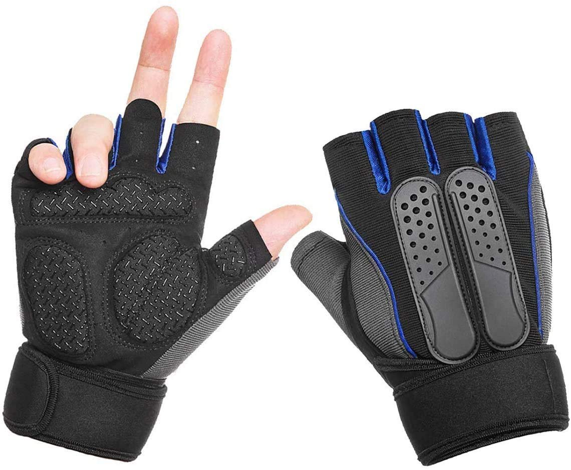 serveuttam Weight Lifting Gloves,Workout Gloves Gym Gloves with 13inch Wrist Wrap for Men & Women,Full Palm Non-Slip Protection for Weightlifting,Training,Fitness,Hanging,Pull ups (Blue)