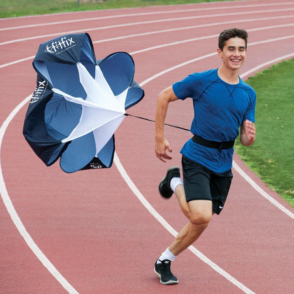 Fitfix® Nylon Fabric 40″ Resistance Training Speed Running Chute for Fitness Training Football Soccer Tennis Basketball (Black)