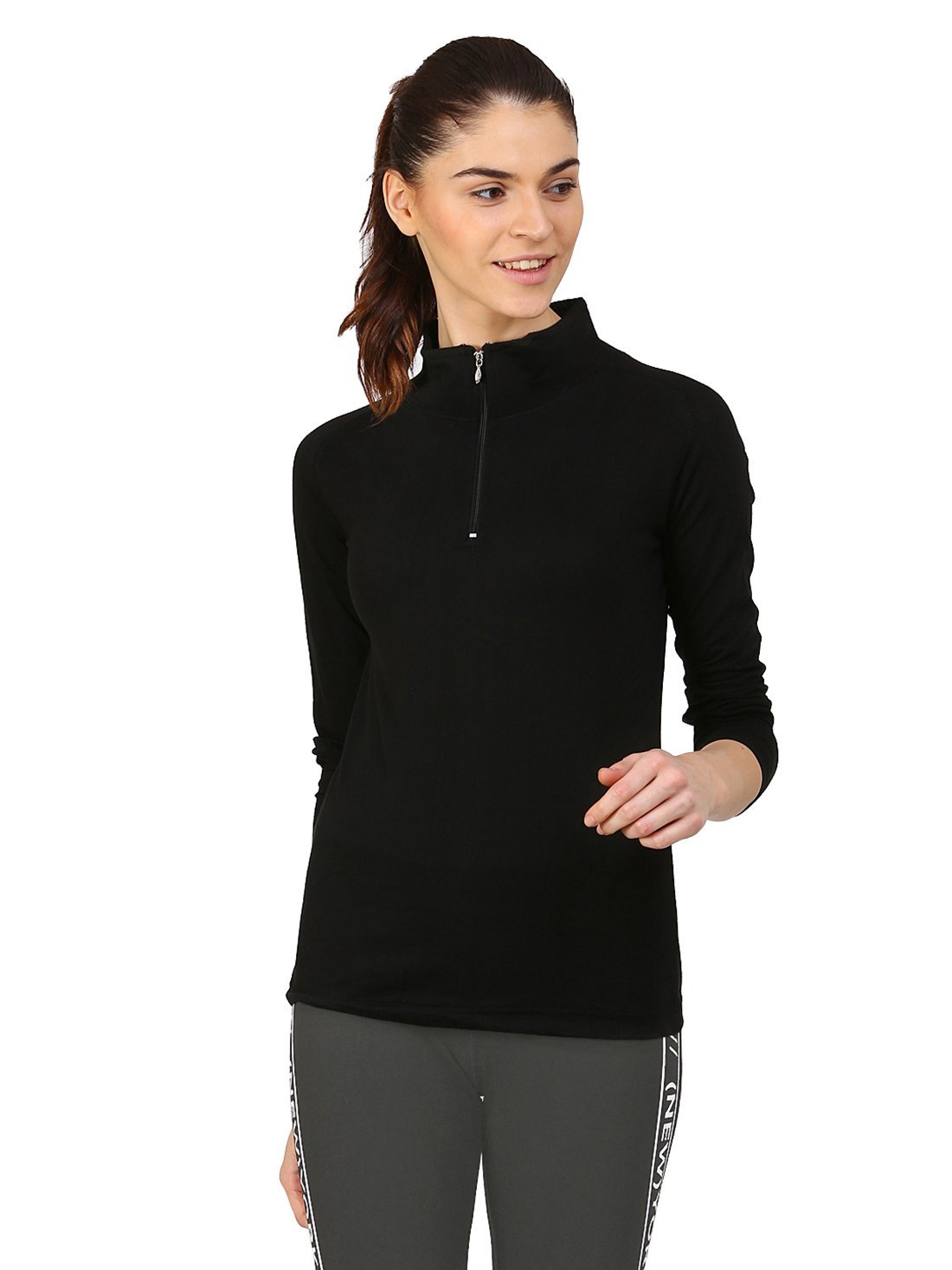 Ap’pulse Women’s 1/4 Zip Slimfit Raglan Sleeve Tshirt