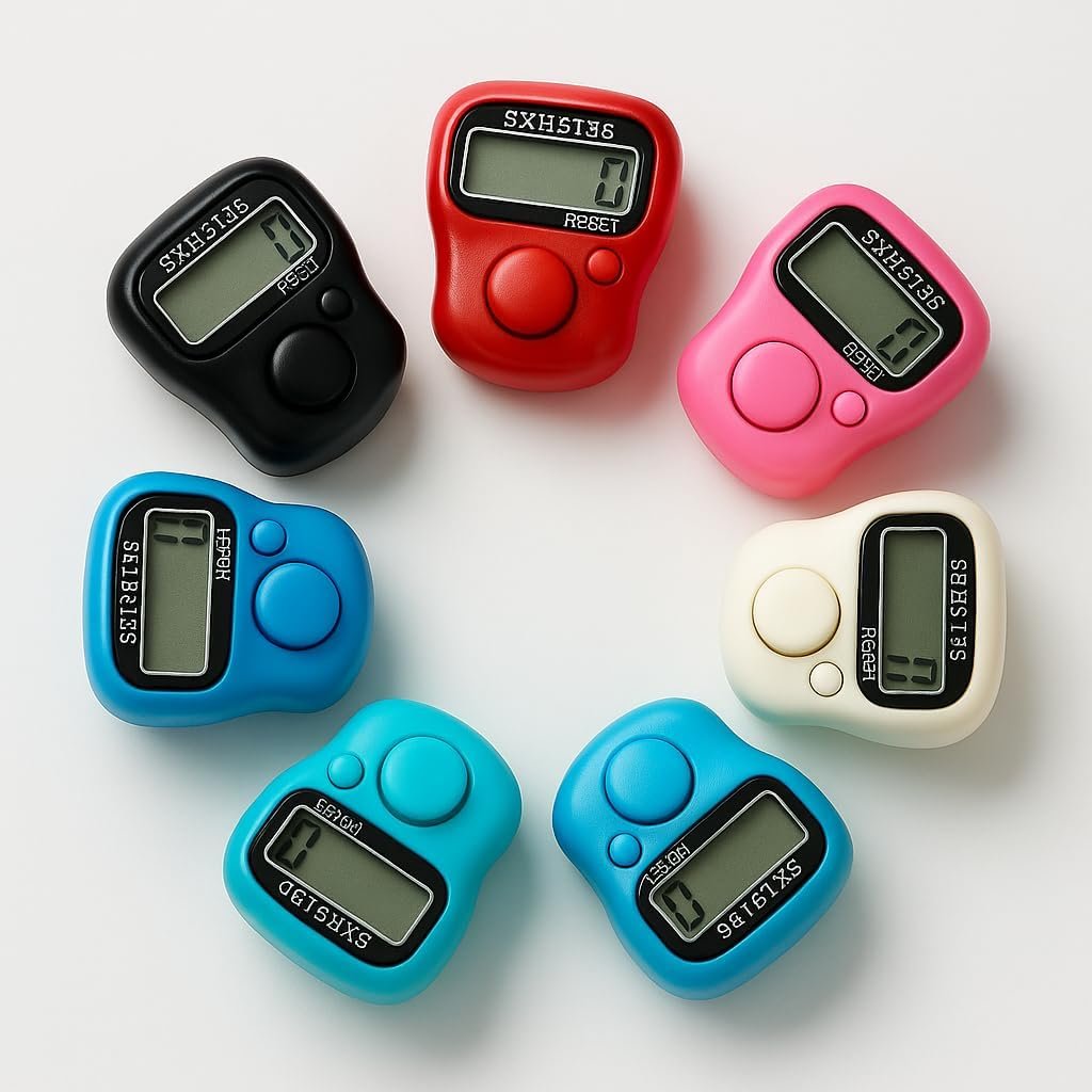 4Pc 99999 5 Digit Multiuse Digital Electronic Portable Mini Hand Tally Clicker Counter Finger Ring Mantra Jaap Device Machine Cricket Umpire Counting Zikr Ziker Dhikr Pack of 4 pcs