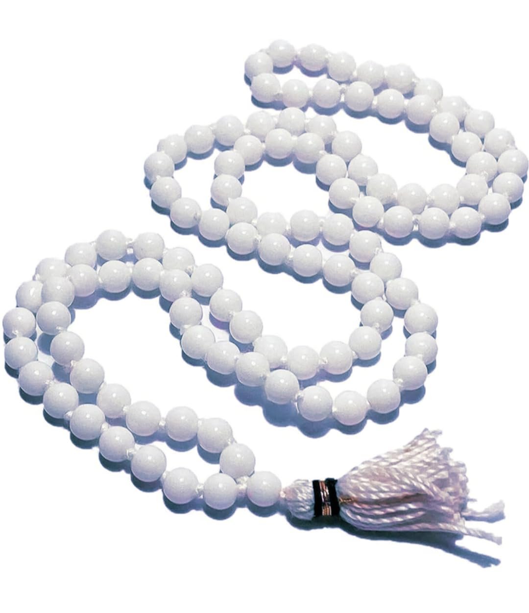 सफेद हकीक माला | White Hakik Mala for jap Meditation, Healing, Spiritual Pooja, Apsara & Yakshini Sadhana, Gayatri Mantra Jaap (108+1 Beads, Natural Stones) for magnetic personality