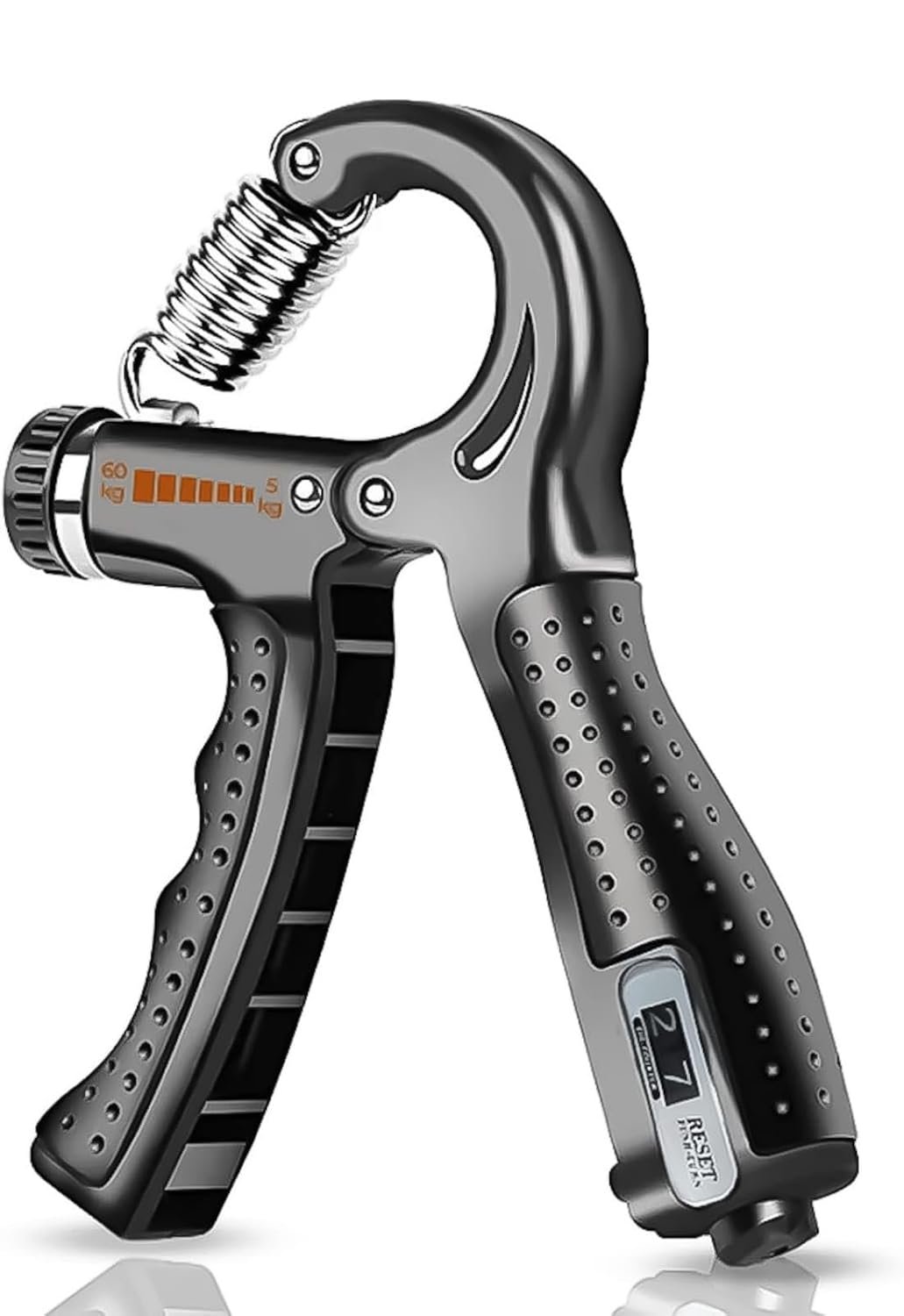 Hand Grip Strengthener with Built-in Counter (60kg Max) | Adjustable Resistance Hand Gripper for Forearm, Finger & Wrist Exercise | Alloy Steel for Men & Women