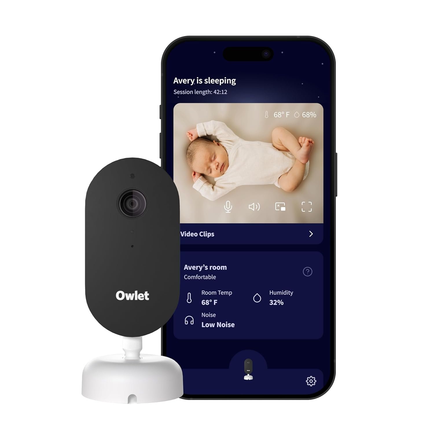 Owlet Dream Sight (Gen 3) Smart Video Baby Monitor | 2K HD Camera w/Night Vision | Detects Crying, Motion & Temperature | Customizable Alerts | Two-Way Talk | Secure Wi-fi