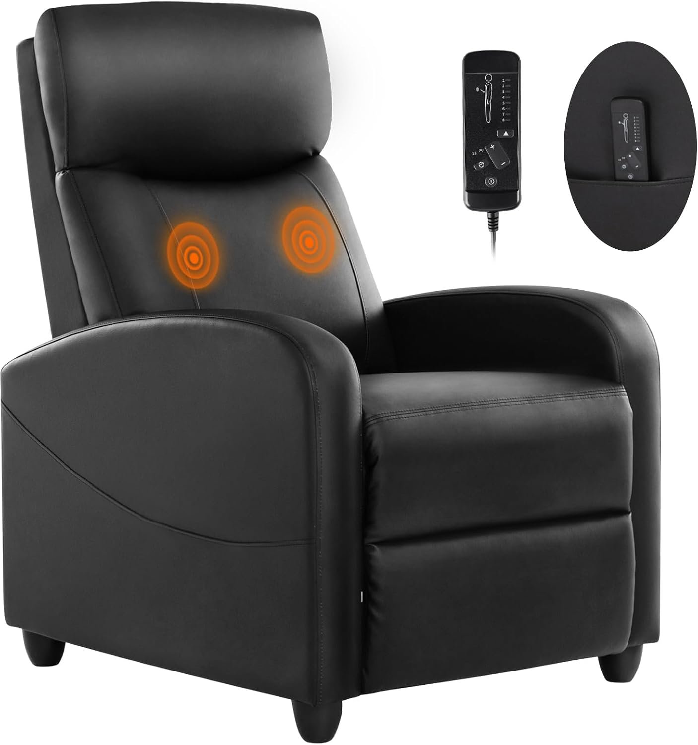 Sweetcrispy Massage Recliner Chair for Adults, Adjustable Home Theater Seating with Lumbar Support for Living Room, Modern Fabric Reclining, Black