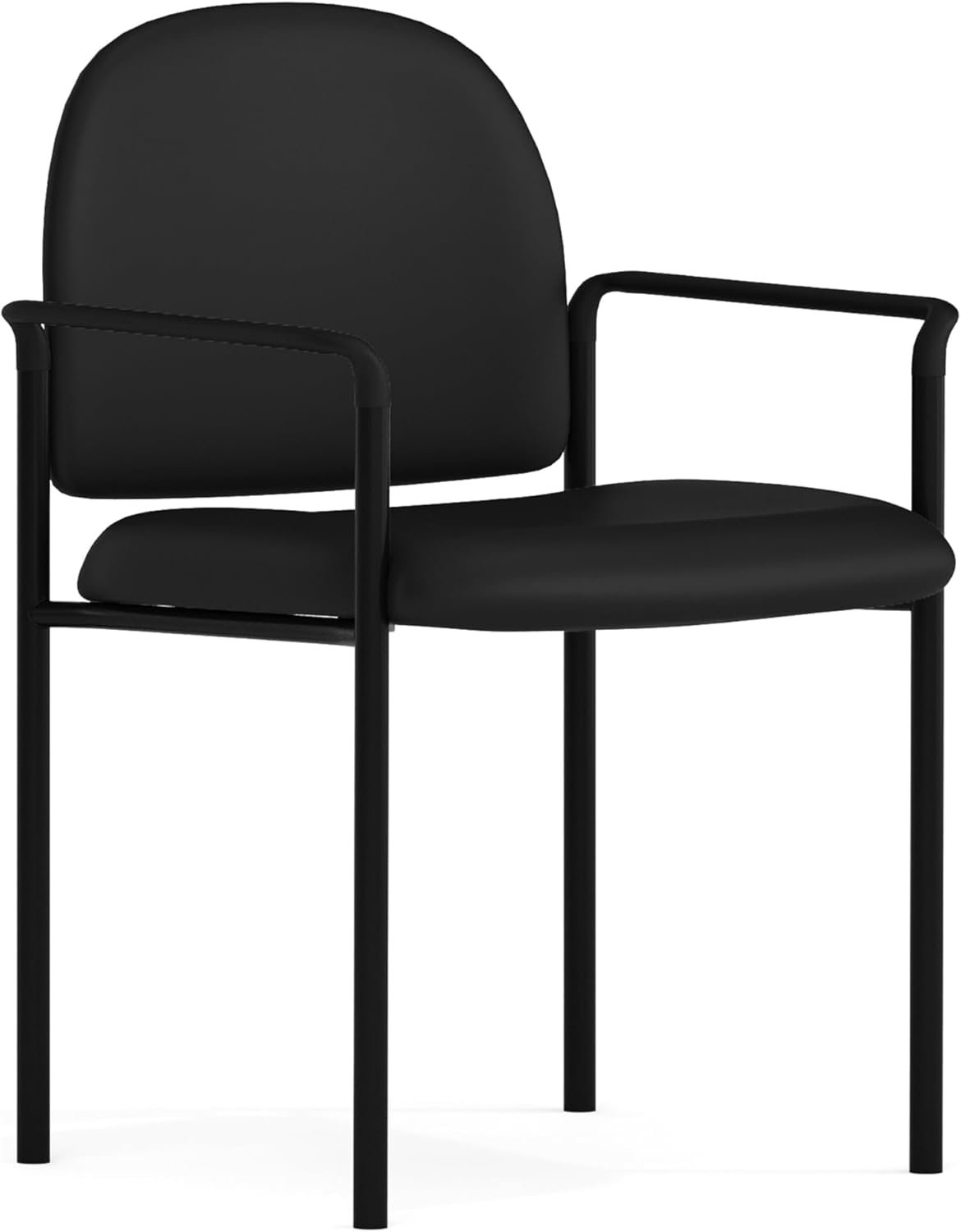 Flash Furniture Tiffany Side Reception Chair with Padded Armrests, Stackable Vinyl Waiting Room Chair for Commercial or Residential Use, Black