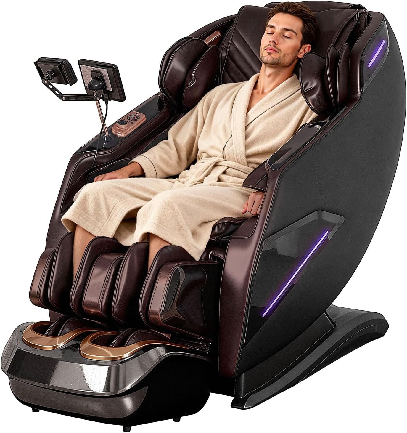 4D Massage Chairs Full Body,Zero Gravity SL-Track Shiatsu Massage Chair Recliner,Core Heating,20 Massage Techniques,Deep Yoga Stretch,Foot Rollers, Ai Voice,Touch Screen,Wireless Charging