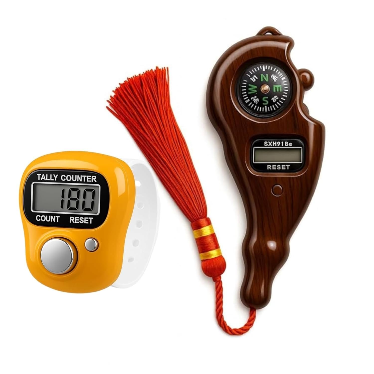 Mantra Jaap Mala Digital Counter Tally Counting with Compass Machine Finger Portable Hand Mini Ring Tasbih Misbaha – Different Use Naam Mantra Jaap – Multi-Color (Jaap Counter-Combo)