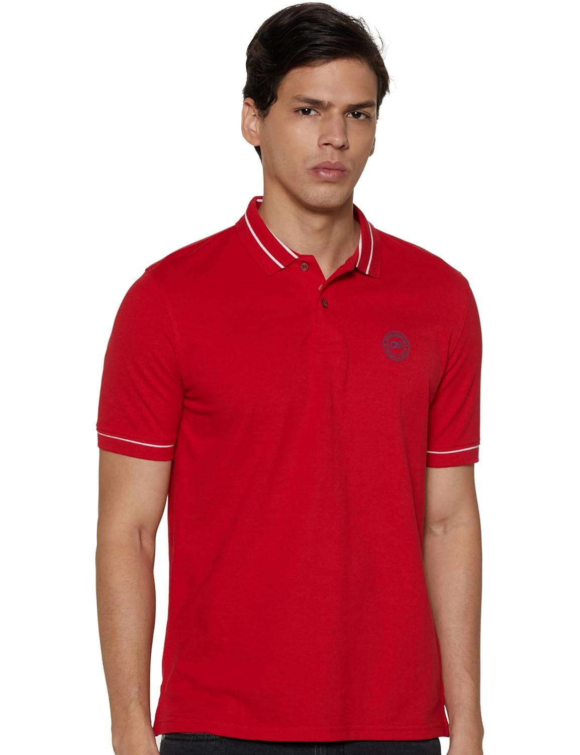Peter England Men’s Regular Fit Insignia Half Sleeve Polo T-Shirt | Cotton Rich | Premium Pique Weave