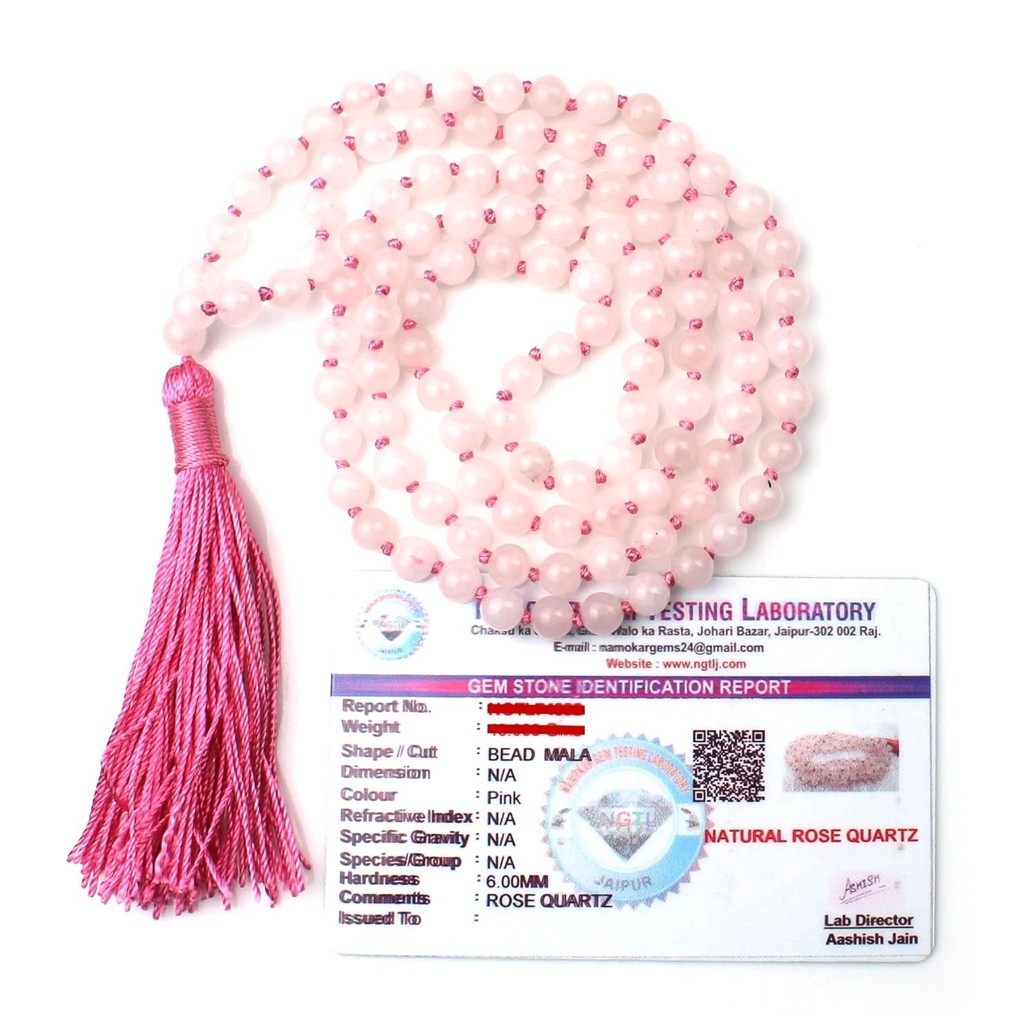 Remedywala Rose Quartz Jap Mala – 108 Beads | 6mm Natural Stone Prayer Mala for Meditation and Pooja
