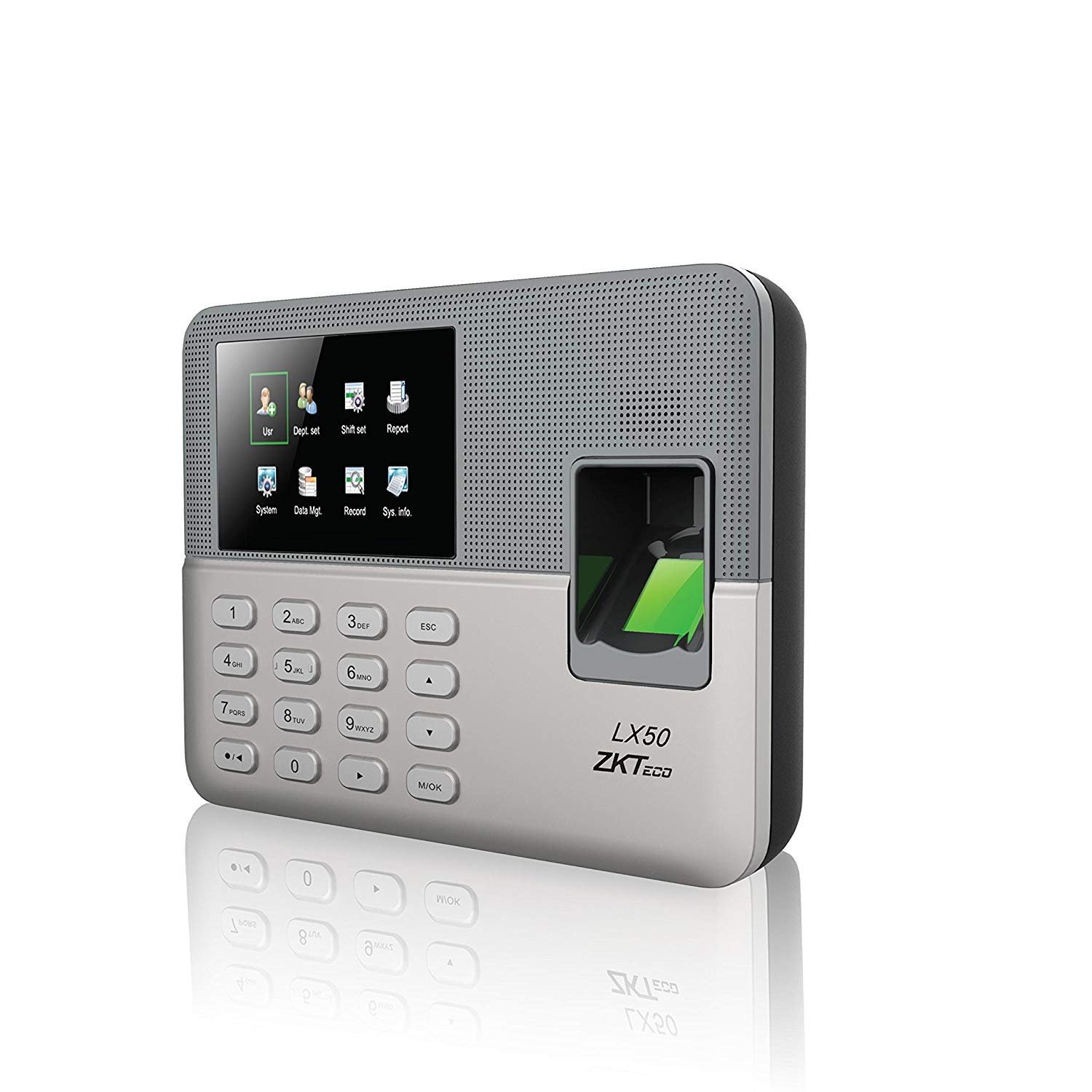 ZKTeco Biometric Fingerprint Time Attendance Digital Clock Employee Checking-in Recorder with Build-in SSR Excel Software (Silver), 20.32×13.2 Cm