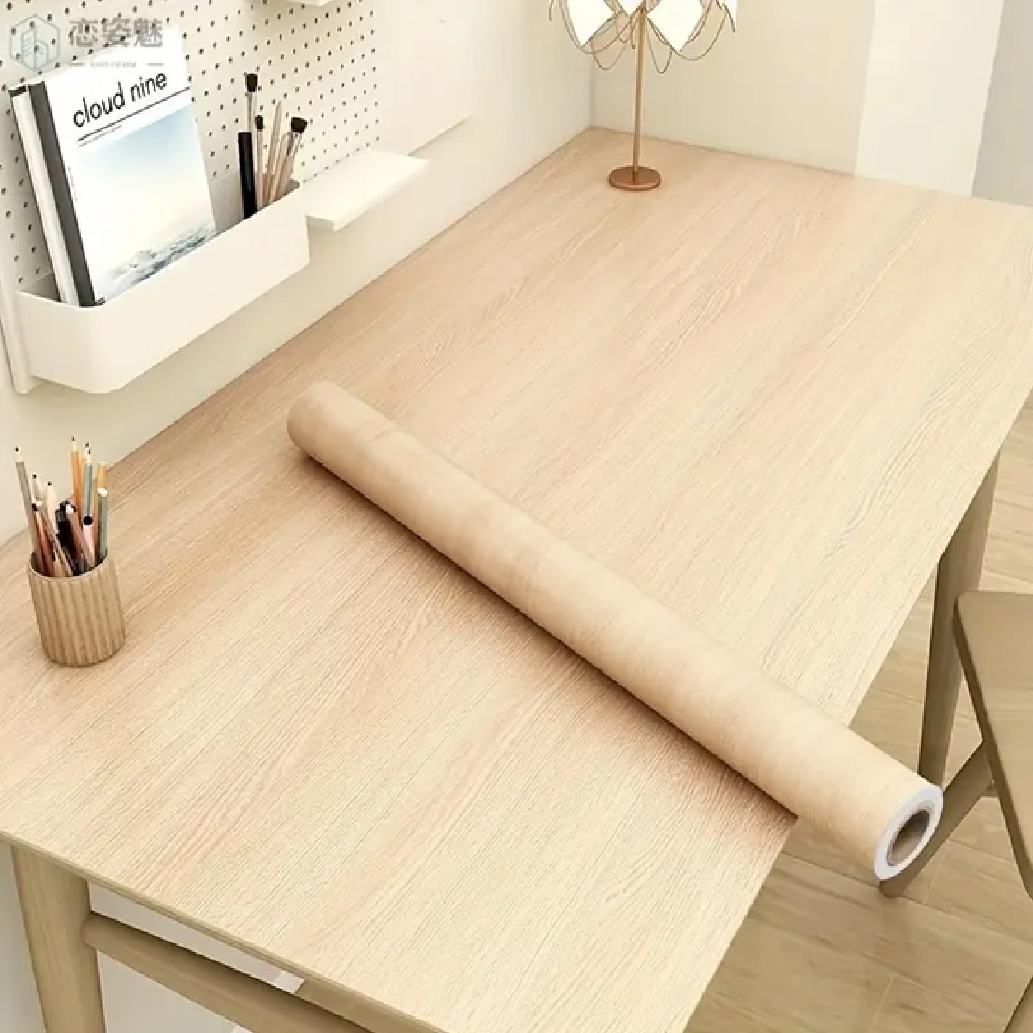 Wood Contact Paper, Peel and Stick Wallpaper for Cabinets,Self Adhesive Waterproof Wood Wallpaper for Countertop Furniture Drawer Liner (Light Oak Wood 24 x100 inch)