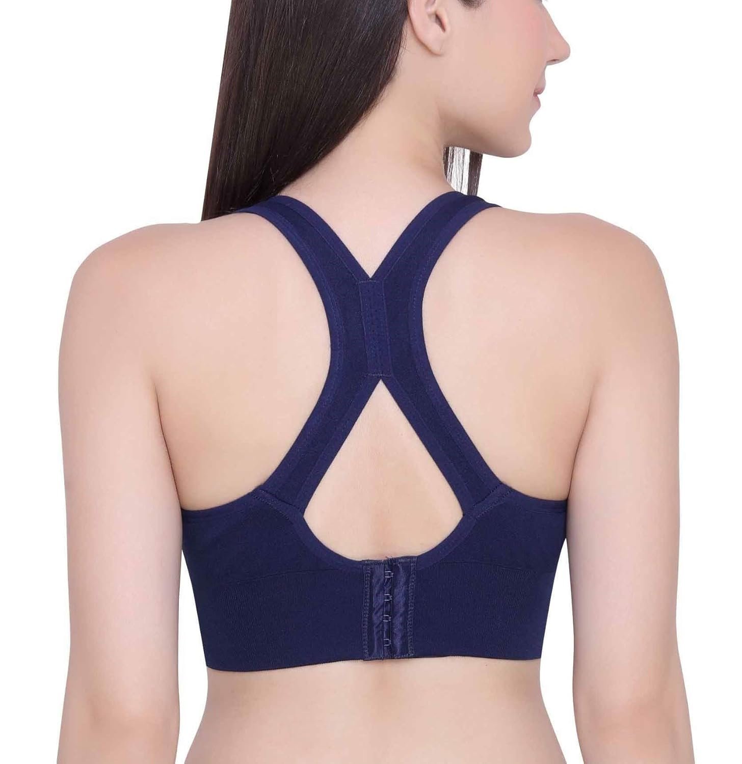 GLAMORAS Women’s Nylon Spandex Padded Non Wired Racer Back Sports Bra for Gym, Cardio, Zumba and Yoga | Everyday Active Wear for Girls | Size M to 2XL