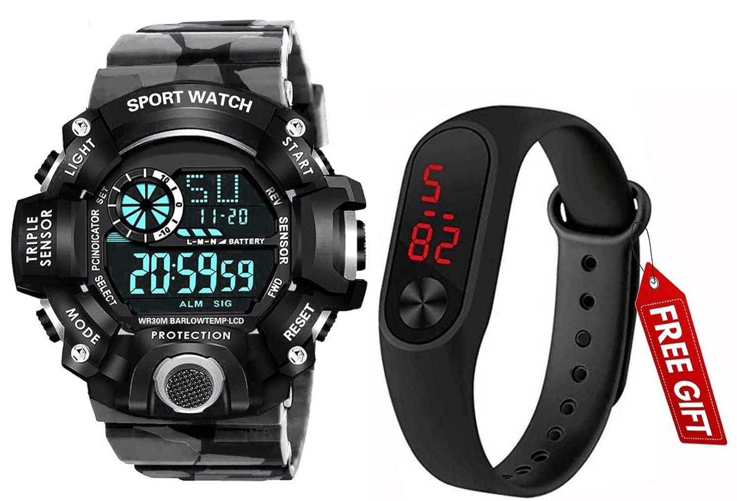 Acnos® Premium Brand – Digital Watch with M2 Shockproof Multi-Functional Automatic 5 Color Army Strap Waterproof Digital Sports Watch for Men’s Kids Watch for Boys – Watch for Men Pack of 2