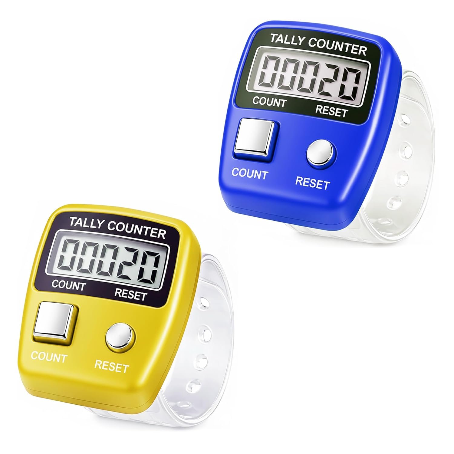 Naam Jap Counter Digital Tally Counter | Finger Ring Chanting Counter for Mantra, Meditation, Prayer & Pooja | Electronic Counting Device for Jap Mala & Umpire Use (Pack of 2) (Random Colour)