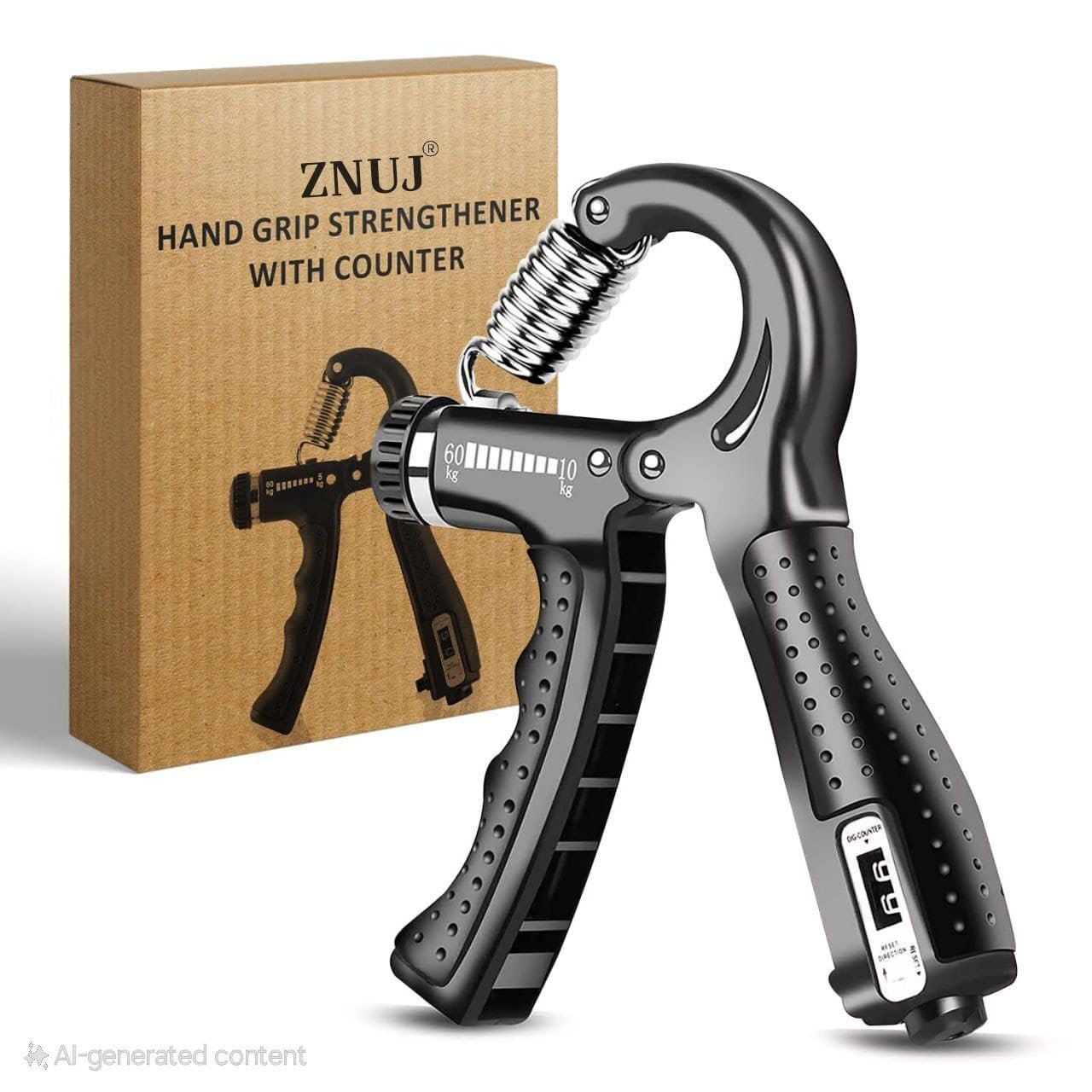 Professional Hand Grip Strengthener with Counter, Adjustable Resistance 5 to 60kg, Grip Strength Trainer for Muscle Building, Forearm Exerciser Adjustable Hand Grip with Counter (Z – Black)