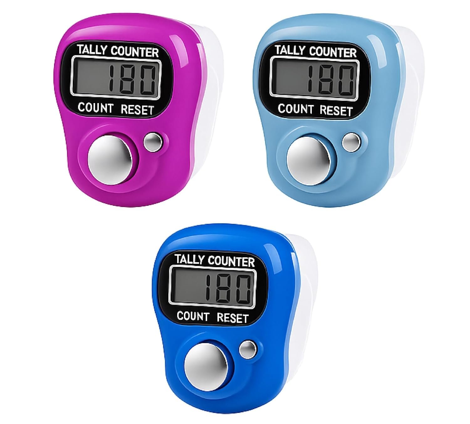 Counter for Chanting Mantra, Naam Jap Counting Machine, Tasbih Counter, Counting Machine for Finger, Set of 3 – Random Color