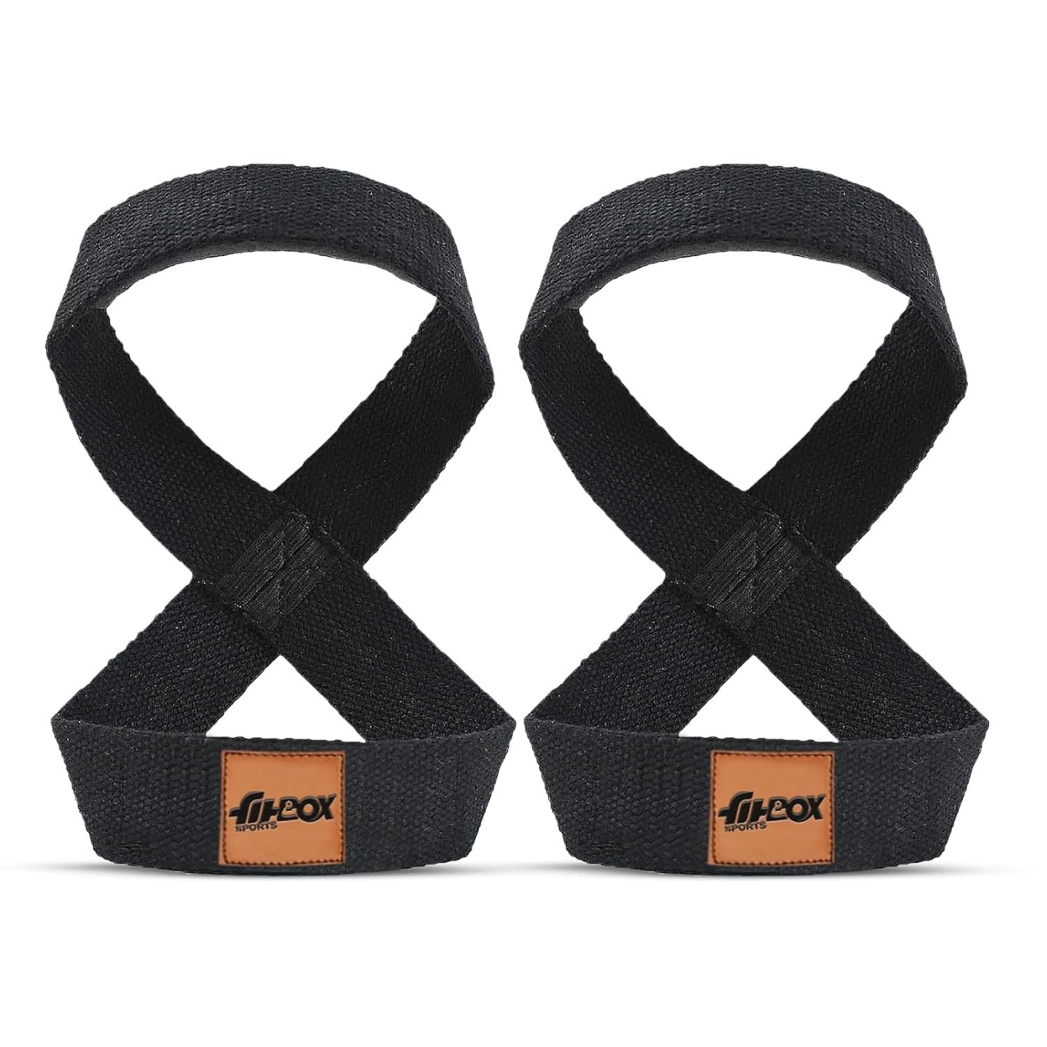 FitBox Sports Figure 8 – X Lifting Straps, Powerlifting, Wrist Supporter For Deadlifting With Padded Support – Black