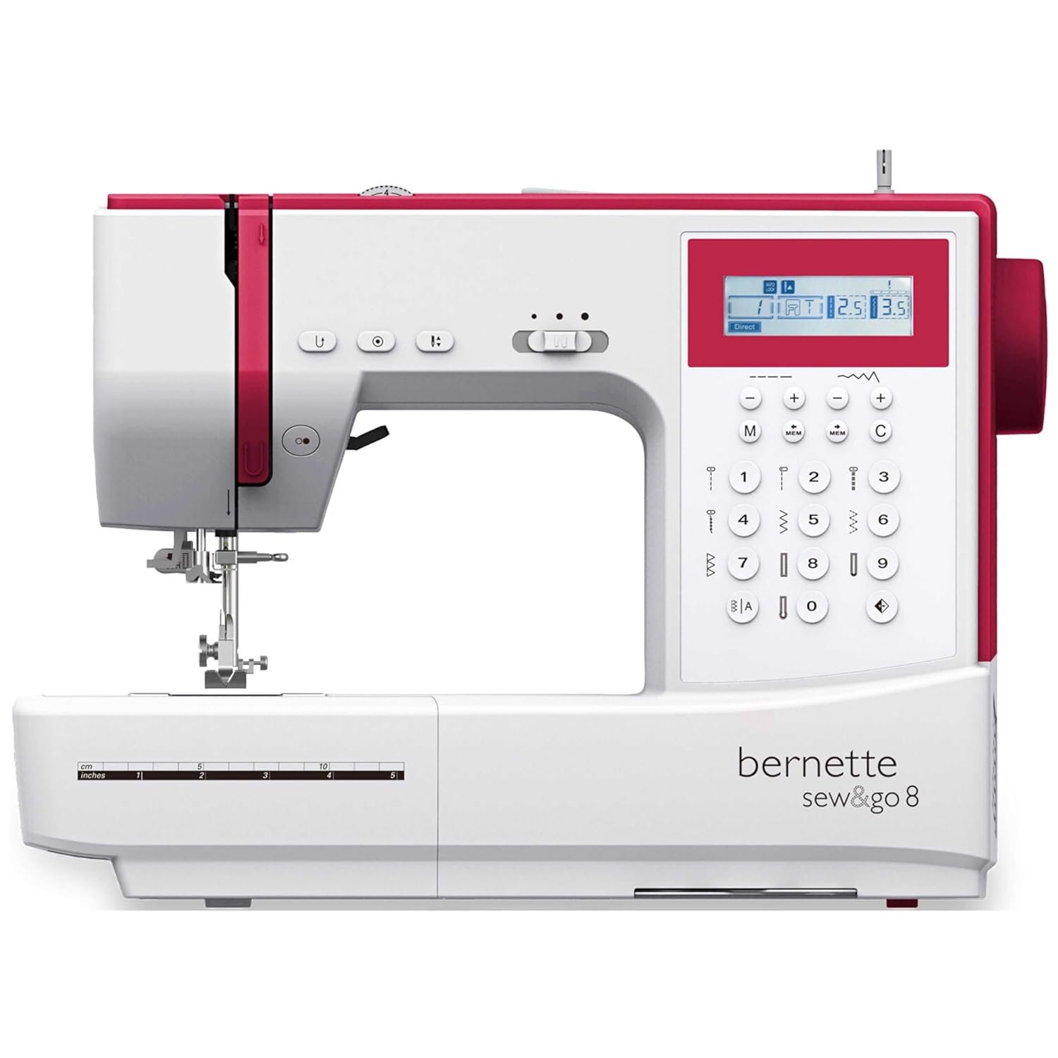 Bernette Sew&Go 8 Computerized Sewing Machine by BERNINA Switzerland | 197 Stitches & Built-in Alphabets | LCD Screen | 70W Motor | Metal Frame | Auto Needle Threader | Accessory Kit | Multicolor