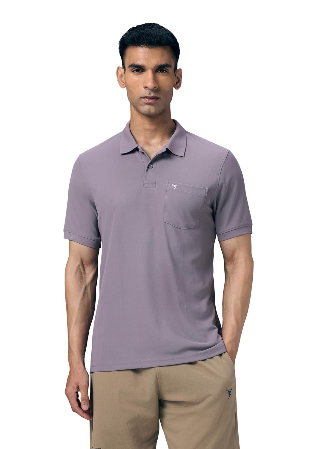 TECHNOSPORT Mens Slim Fit Solid Polo Neck T-Shirt with Pocket, Matpiq and Anti Microbial Properties
