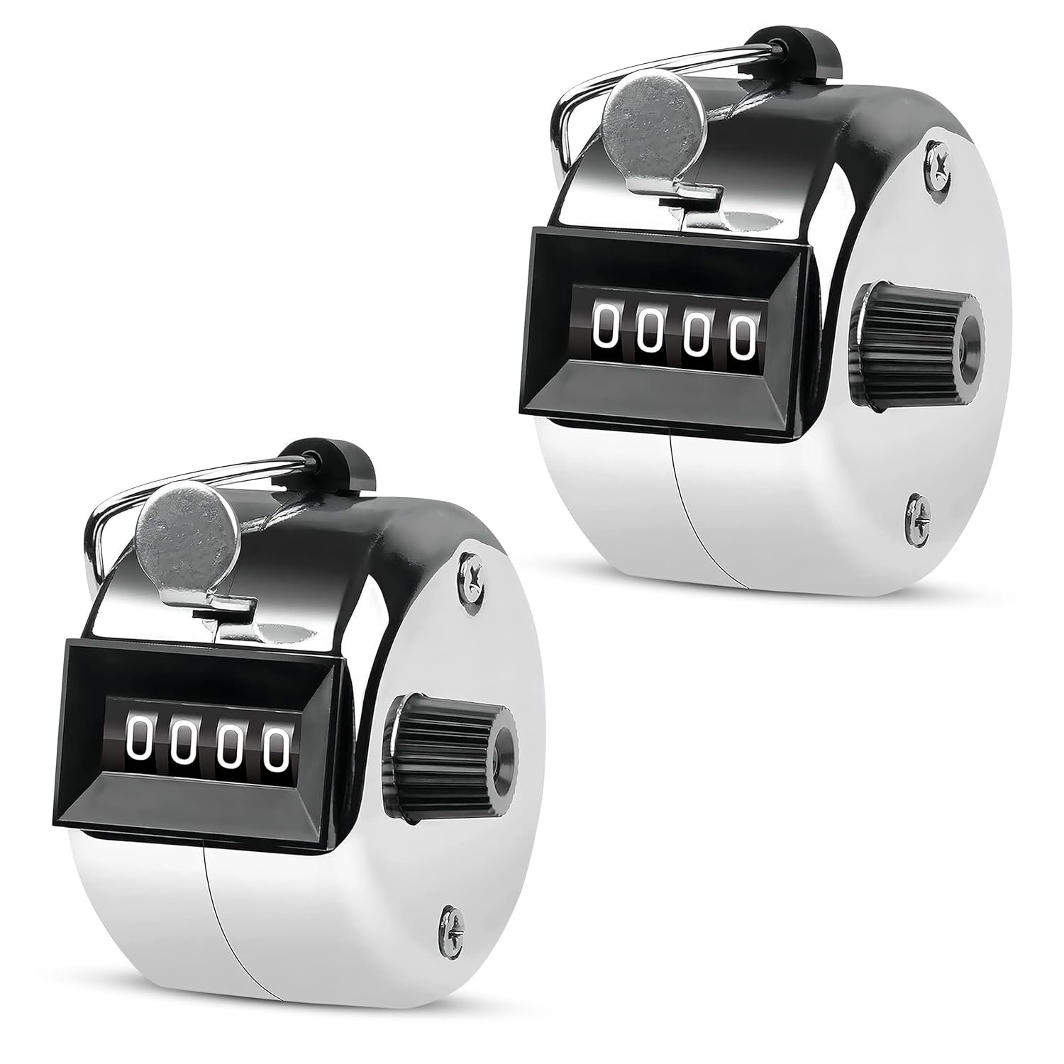 GLUN® Tally Counter, 4-Digit Metal Hand Finger Counter for Counting, Knitting, Coaching Golf, Lap, Fishing (Pack of 2)