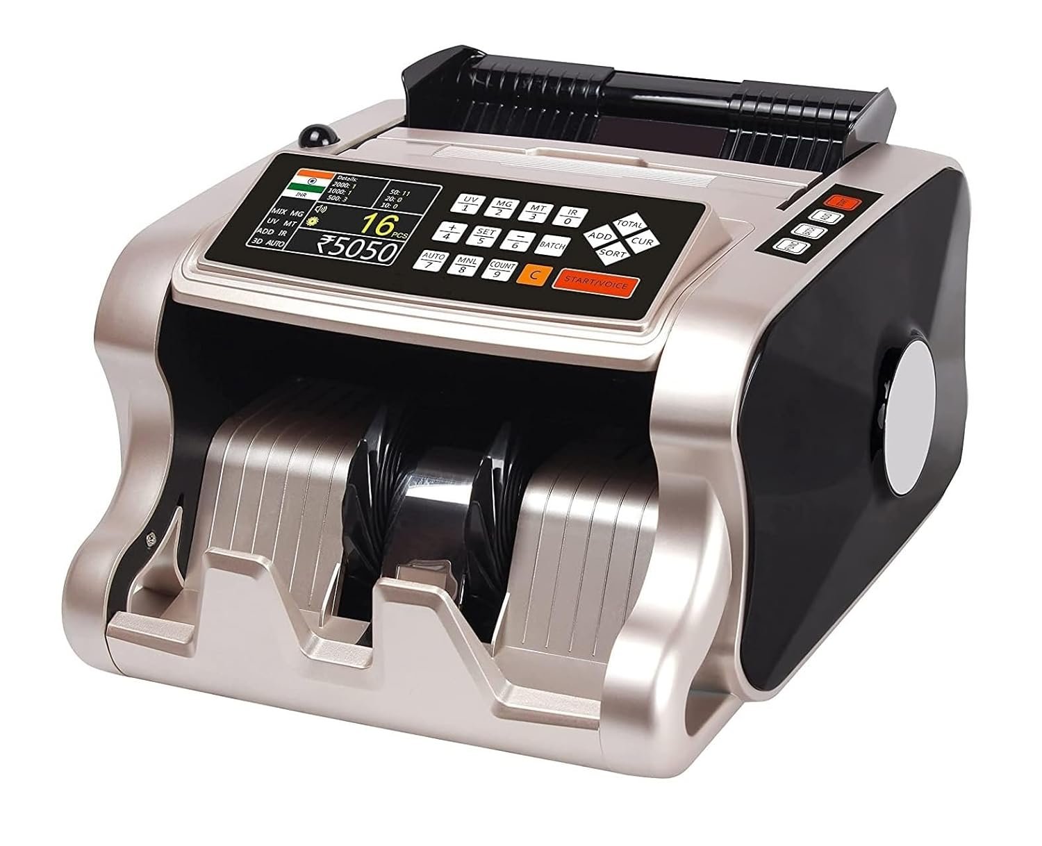 swaggers Loose Mix Note Value Counting Machine for Indian Currency(10,20,50,100,200,500,2000) with Fake Note Detector Heavy Duty Value Money Counting Machine 1 Year Warranty