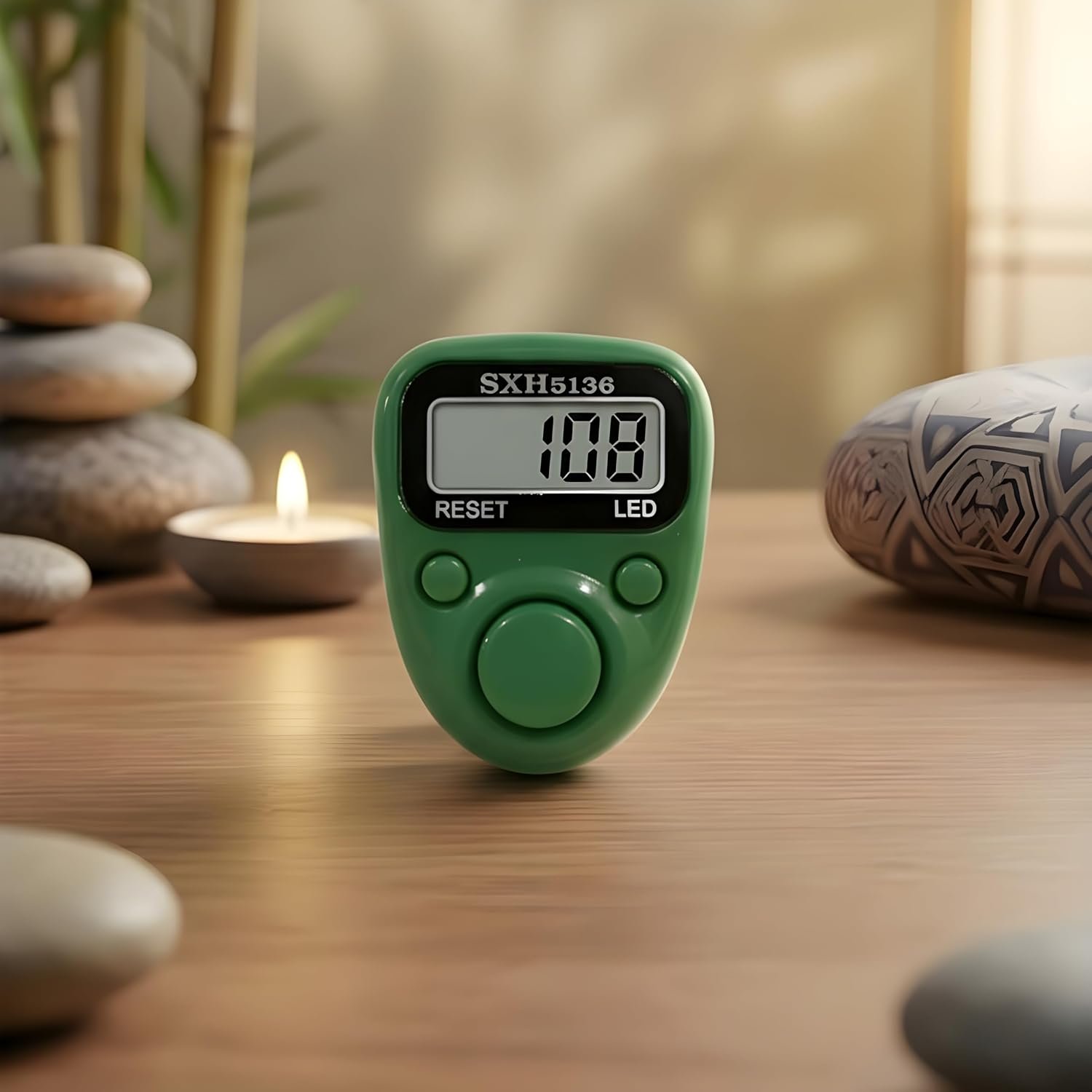 Digital Tally Counter, White, LED Display, Reset Button, (Model No-512) (Green)