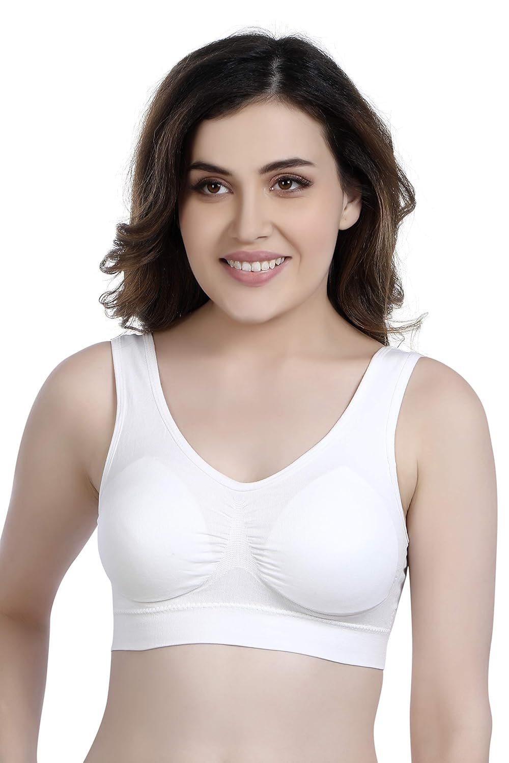 Plumbury Women’s Nylon Lightly Padded Wire Free Sports Bra