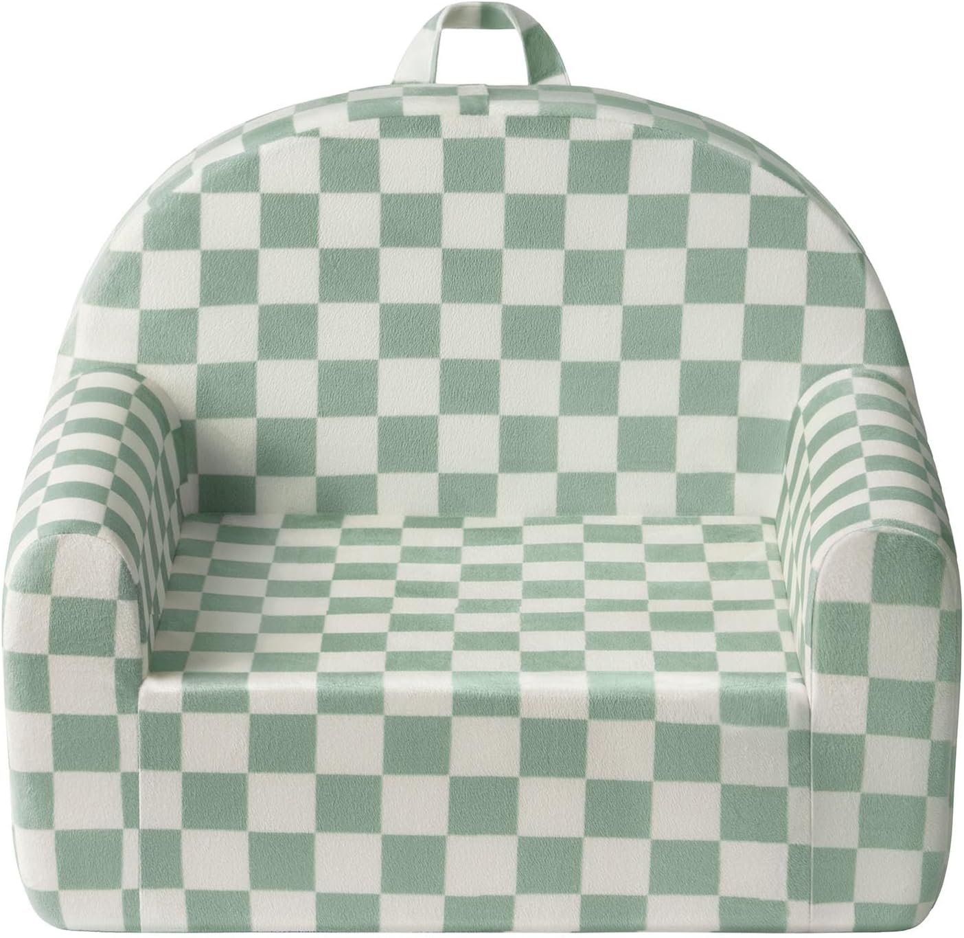 Blissful Diary Toddler Chair, Snuggly Soft Kids Sofa Chair, Supportive Toddler Couch for Boys and Girls, Kids Furniture for Baby Gift, Sage Checkered