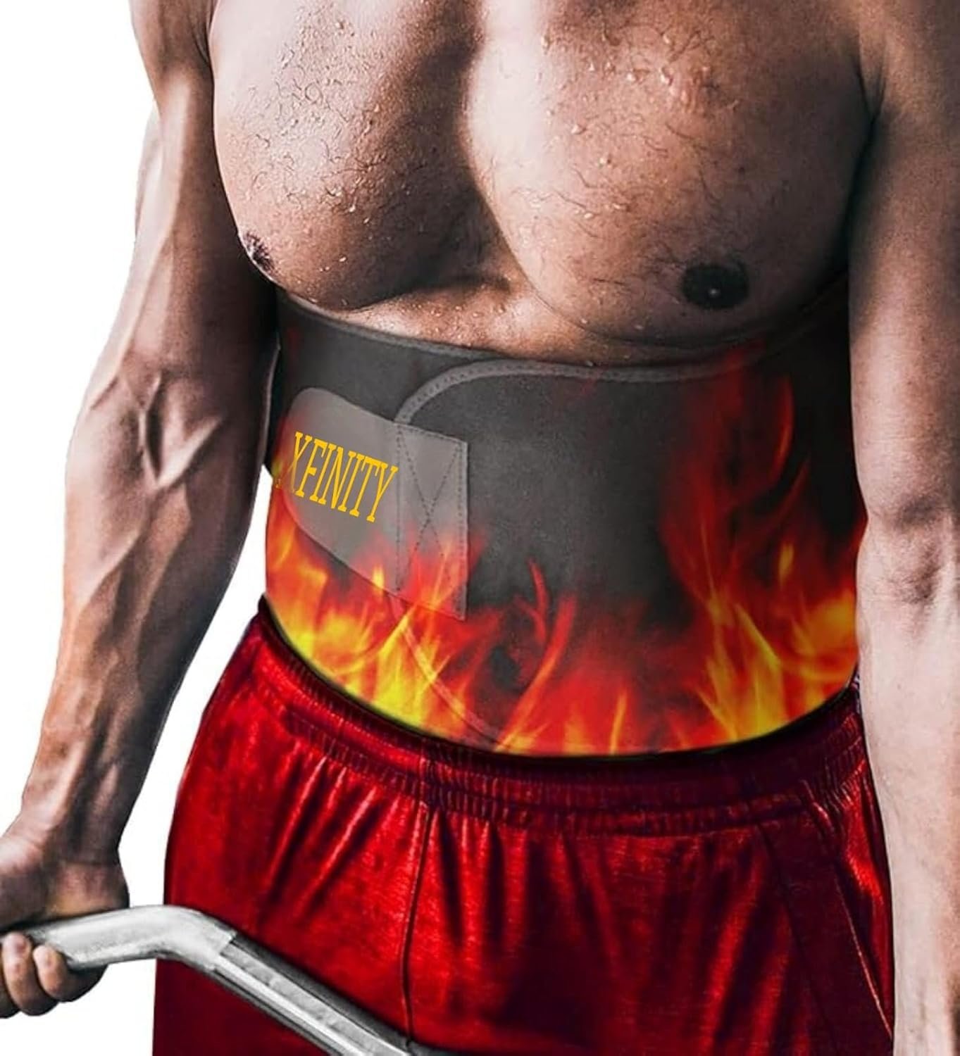 Xfinity Fitness Sweat Slim Belt for Men & Women | Neoprene Sauna Waist Trainer | Adjustable Stomach Belt for Workouts | Fits Up to 46 Inches Black