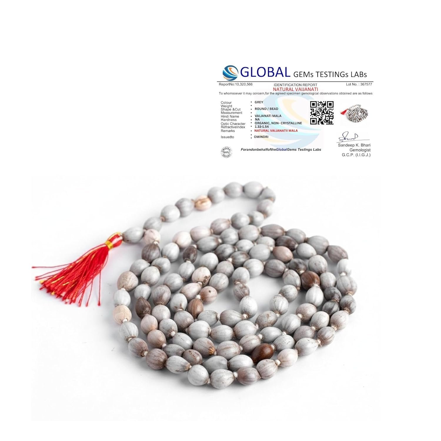 Original Vaijayanti Mala Jaap Mala |108 Beads Natural & Authentic with Lab Certificate | Rosary of Victory for divinity, victory, and spiritual